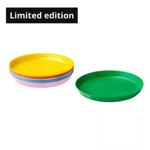 Colorful Melamine Serving Plates - Yellow, Pink, Blue, Green Stackable